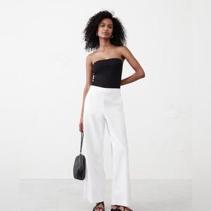 NWT! BANANA REPUBLIC WHITE HAYDEN WIDE LEG LINEN BLEND PULL ON PANT